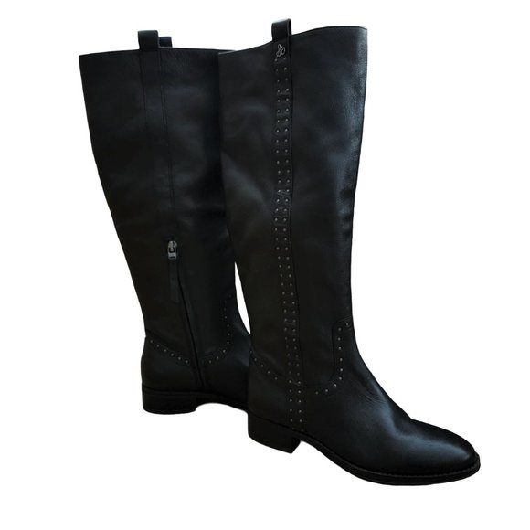Sam Edelman Women’s Black Leather Prina Studded Knee High Riding Boots Size 6.5 - Picture 3 of 7